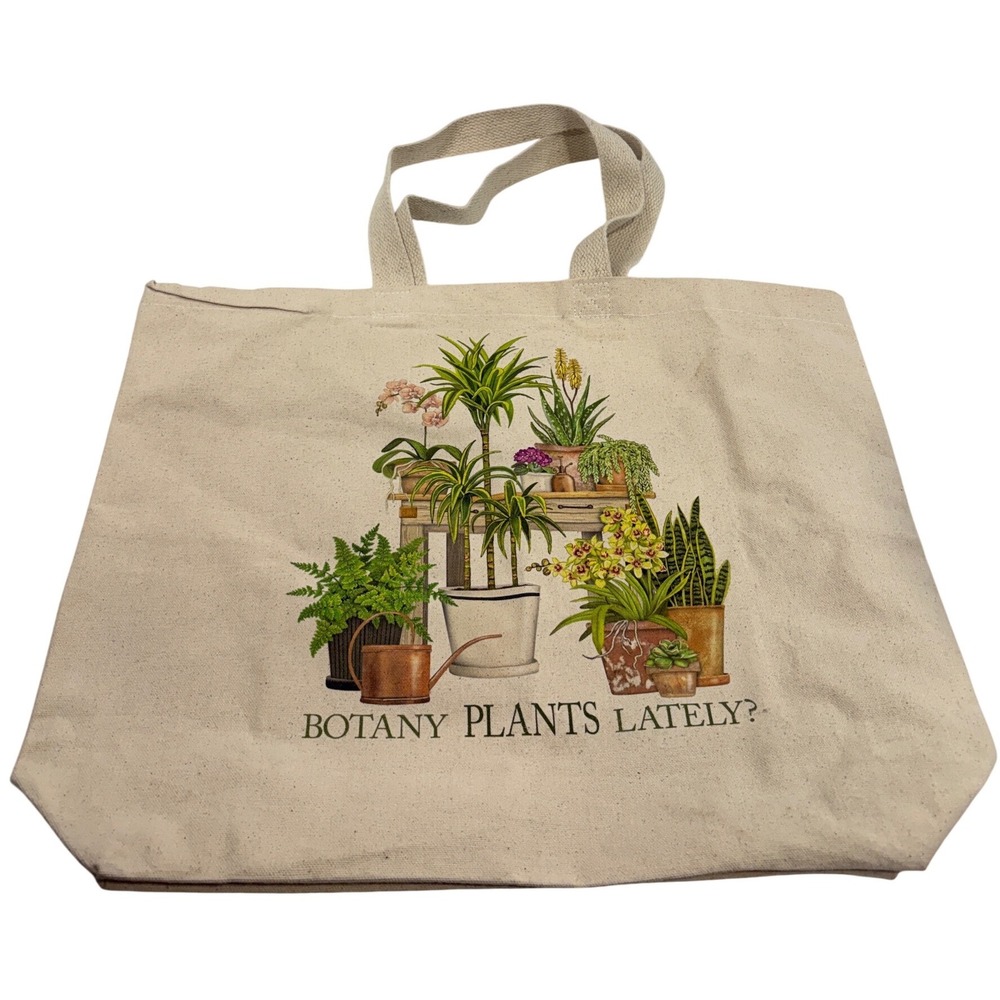 Mary Lake-Thompson Botany Plants Lately Canvas Tote Bag Natural Cotton Beige